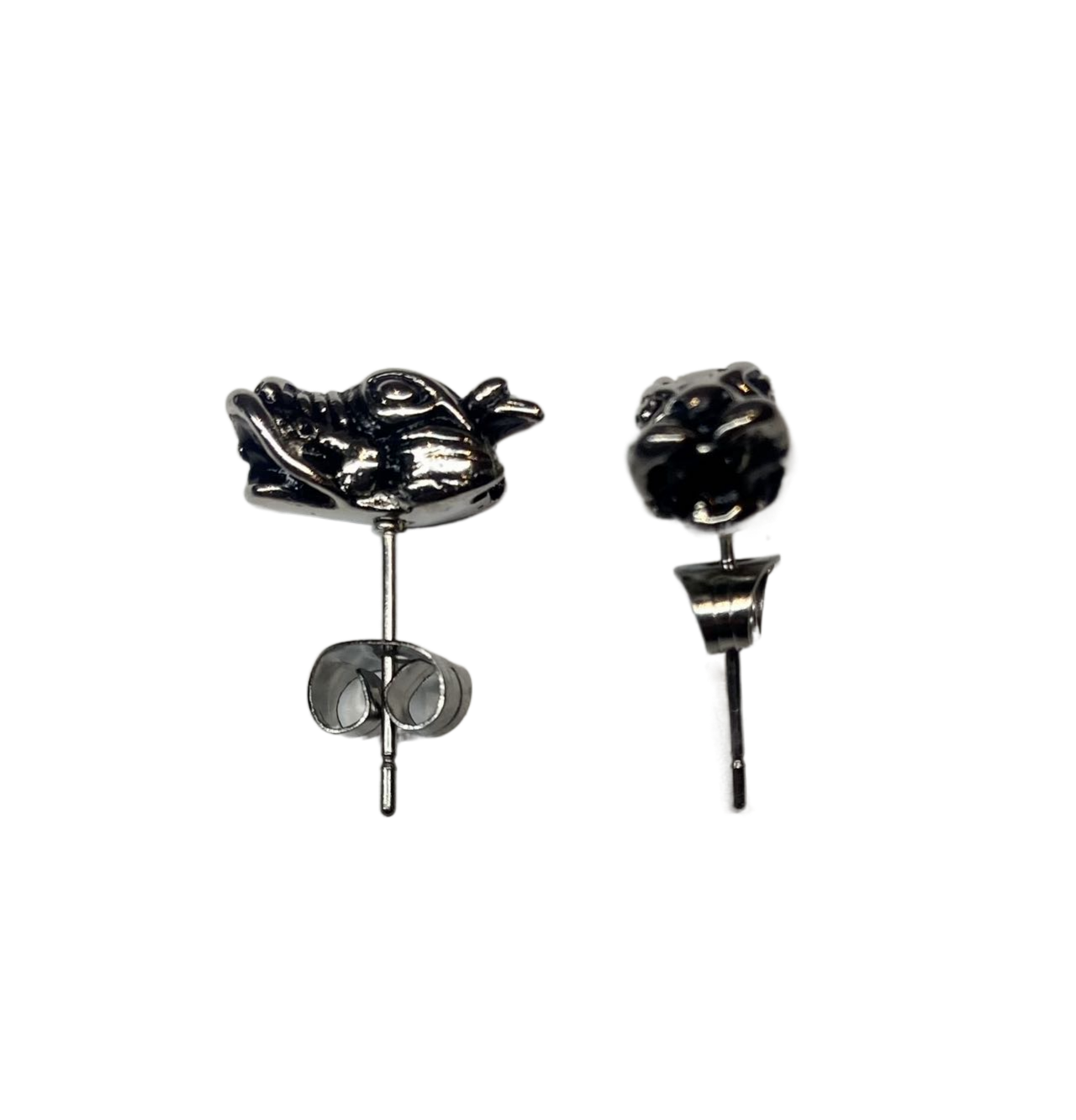 New Ladies Surgical Steel Silver Dragon Head Stud Earrings