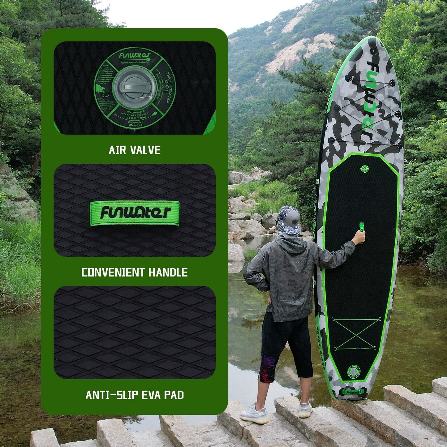 Funwater 330cm Inflatable Stand up paddle Board SUP Board ISUP with complete kit