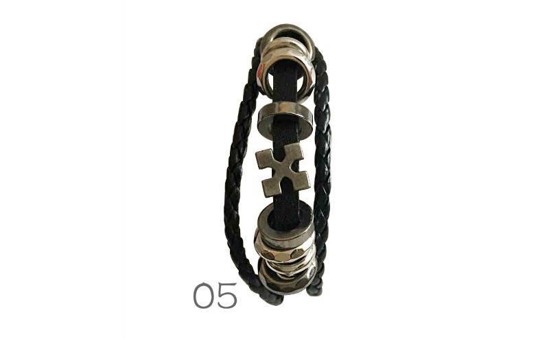 New Handmade Leather Metal Symbols Ethnic Tribal Hemp Surfer Bracelet Wristband