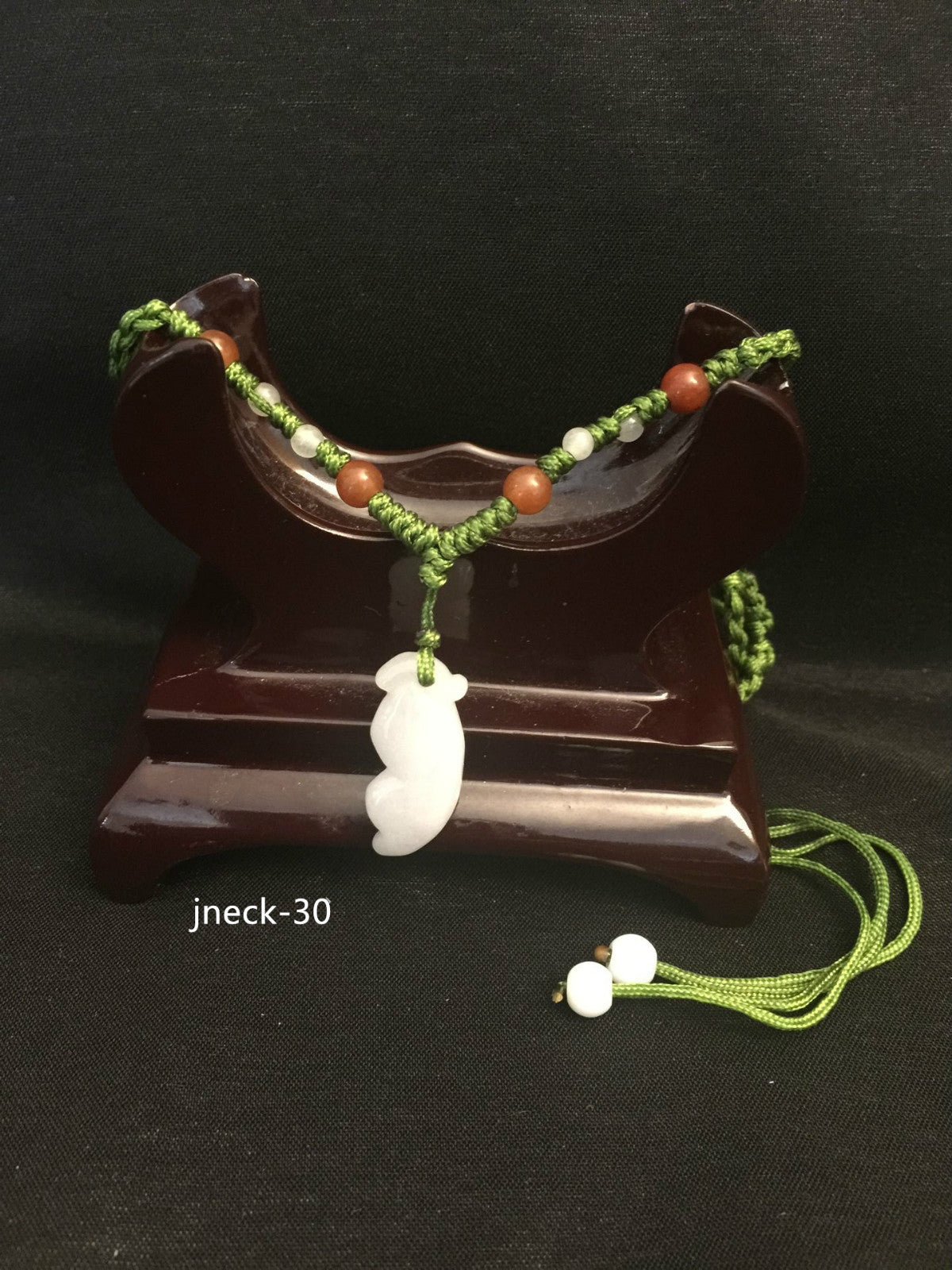 Elegant Handmade Ladies Oriental Chinese Lucky White Jade Adjustable Necklace