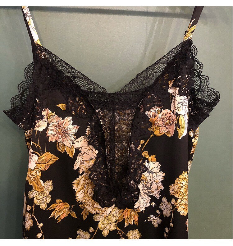 New Luxurious Black Ladies Womens Set of 2 Nightdress & Kimono Dressing Gown