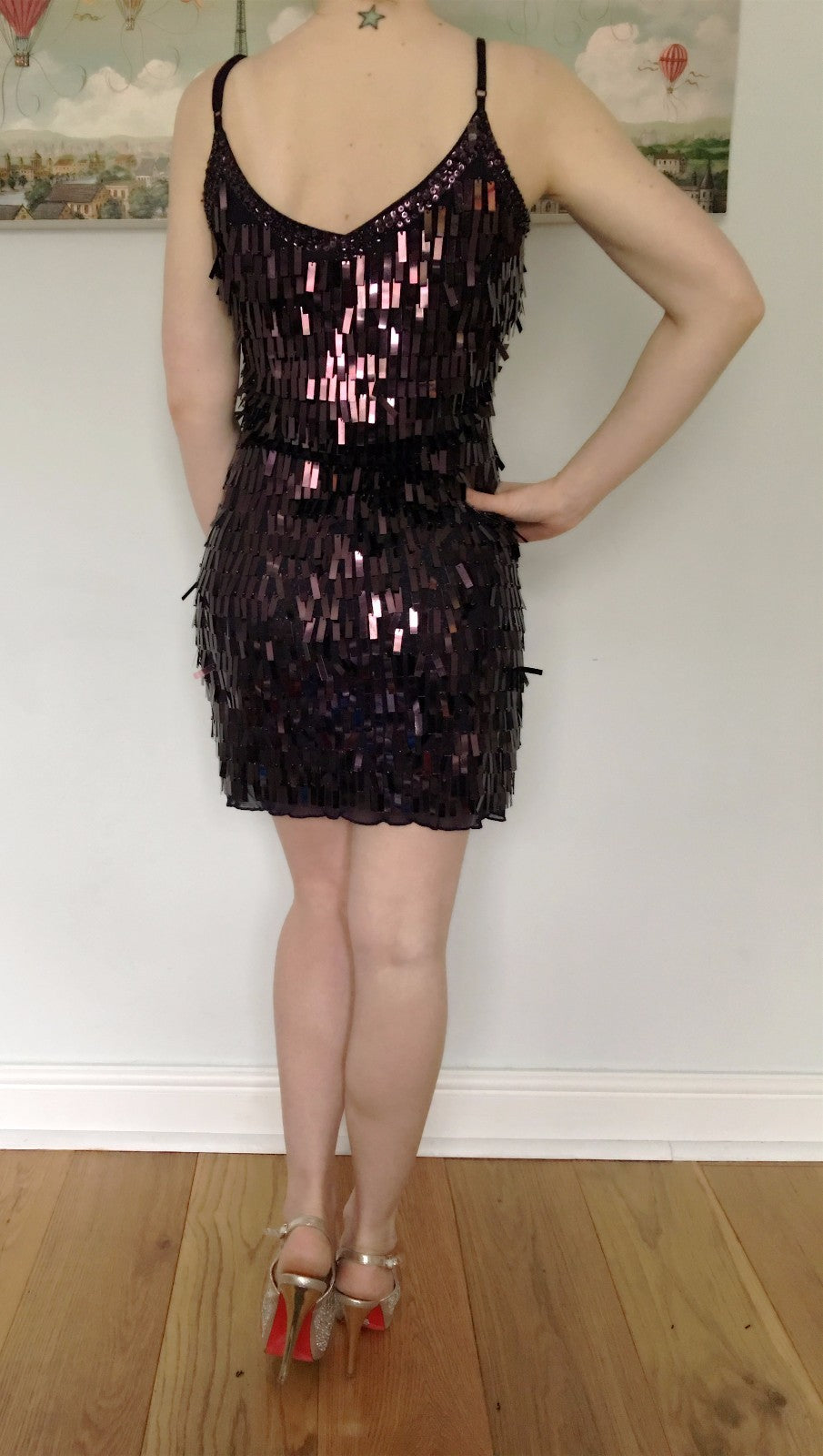 20's The Great Gasby Style Gorgeous Ladies Womens Purple Metallic Short Dress