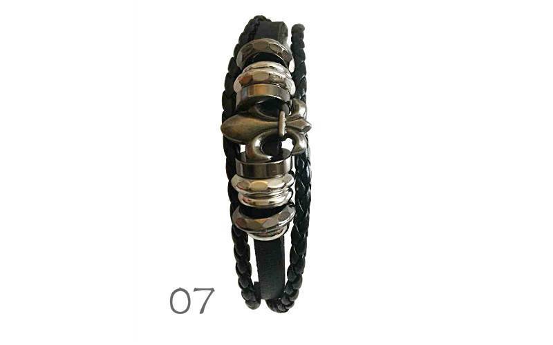 New Handmade Leather Metal Symbols Ethnic Tribal Hemp Surfer Bracelet Wristband