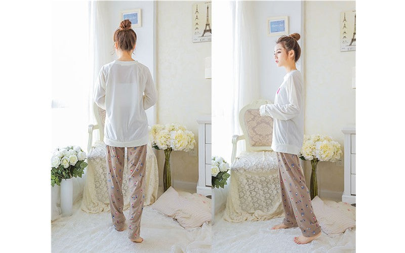 New Ladies Women Cute Town Girl White Top and Bottom Pyjamas Pajamas Set ladpj76