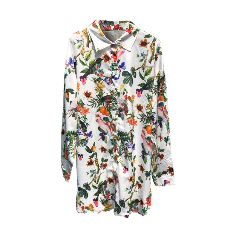 New Ladies Womens Spring Forest Birds Shirt Style Short Nightie Gown ladpj333