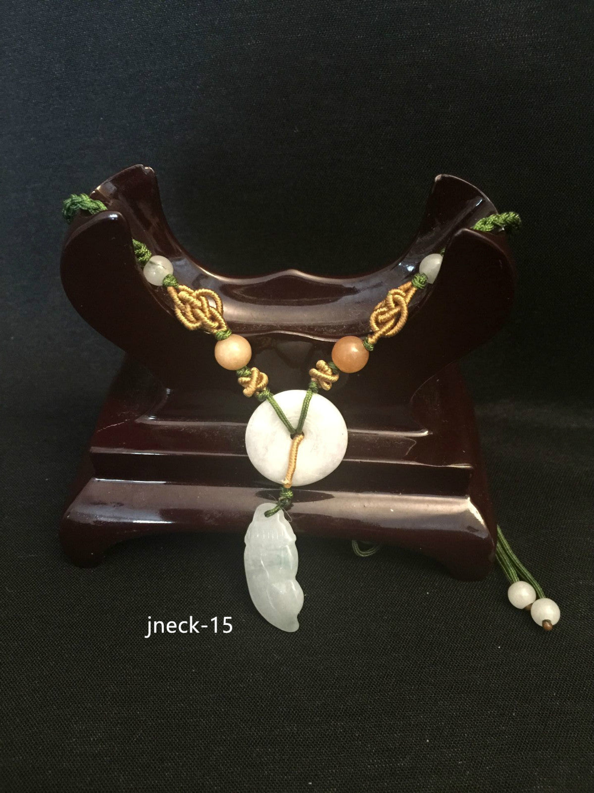 NEW Elegant Handmade Ladies Oriental Chinese Lucky Fish Jade Adjustable Necklace