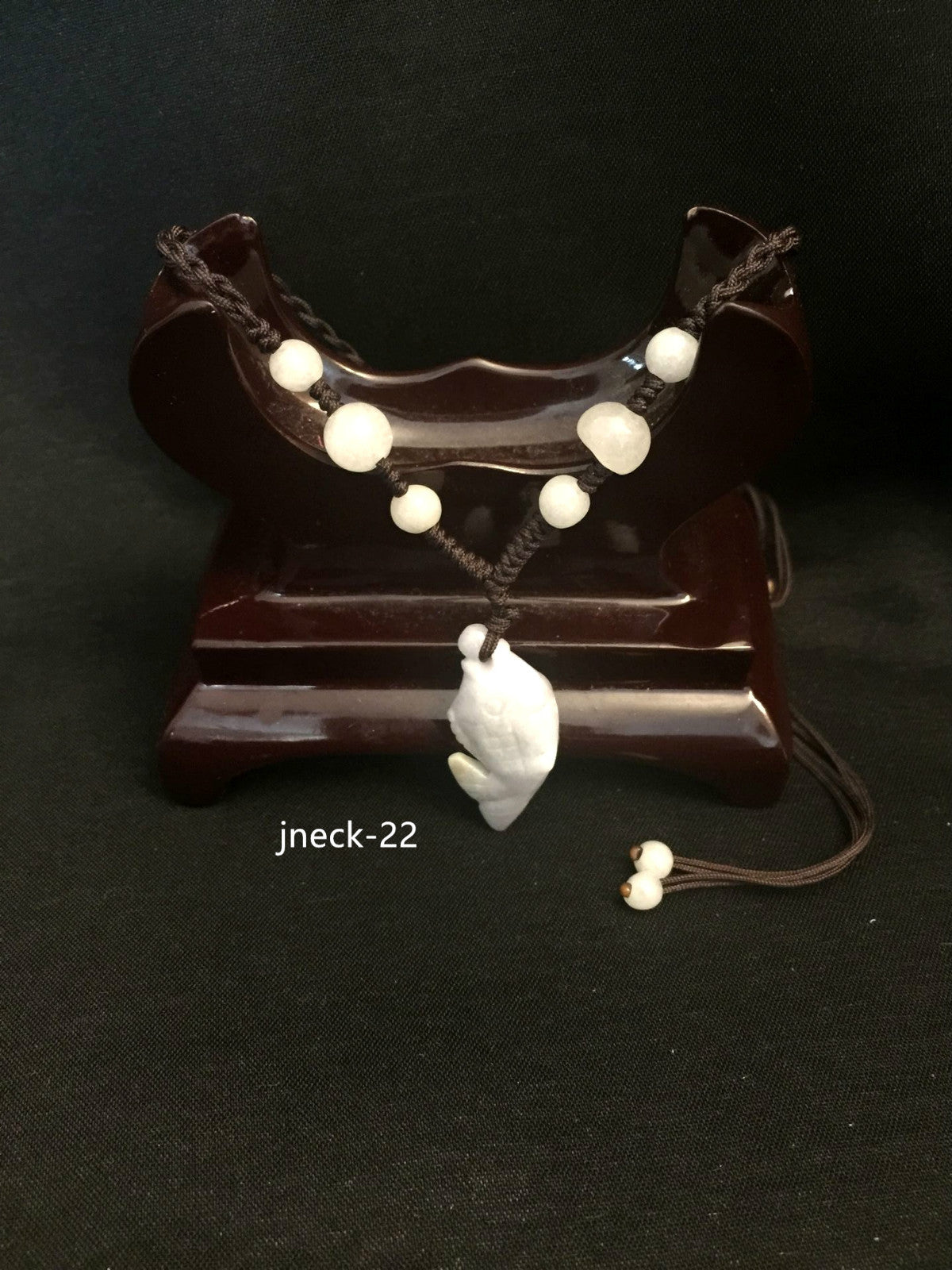 NEW Elegant Handmade Ladies Oriental Chinese Lucky Fish Jade Adjustable Necklace