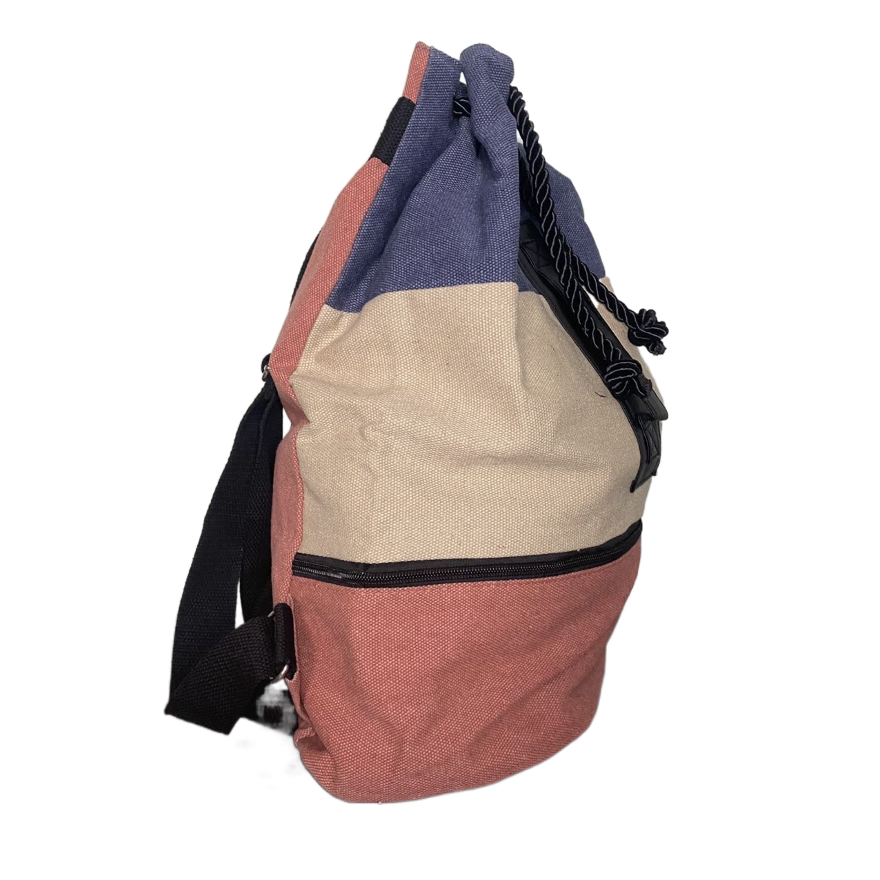 Chic Ladies Womens Girls Blue Red Beige Canvas Drawstring Backpack Rucksack Bag