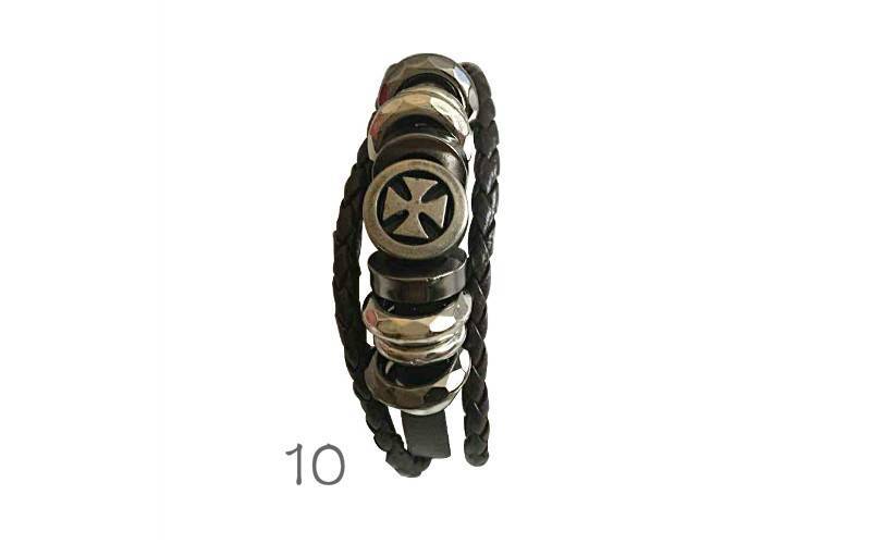 New Handmade Leather Metal Symbols Ethnic Tribal Hemp Surfer Bracelet Wristband