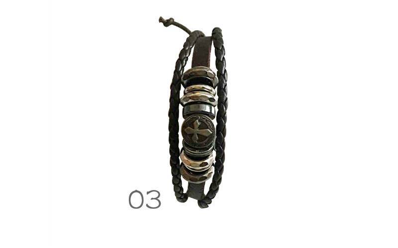 New Handmade Leather Metal Symbols Ethnic Tribal Hemp Surfer Bracelet Wristband