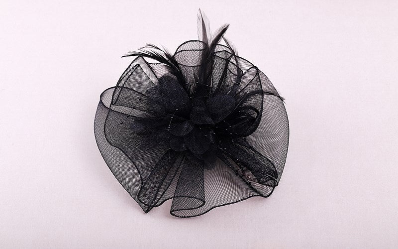 Black Flowers Ladies Womens Wedding Races Ascot Fascinator Hat Hair Clipper Veil