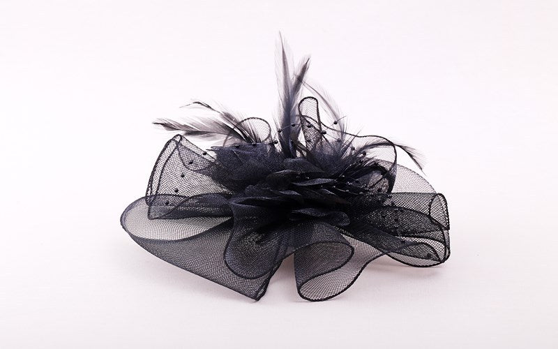 Black Flowers Ladies Womens Wedding Races Ascot Fascinator Hat Hair Clipper Veil
