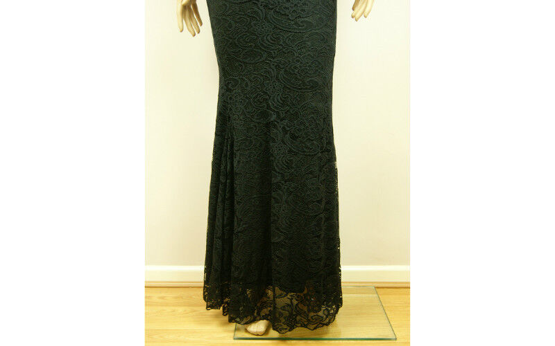 Gorgeous Ladies Womens Black Diamond Studs Metallic Floral Long Evening Dress