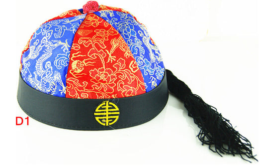 New Chinese Japanese Oriental Qing Dynasty Prince Boys Ponytail Attached Hat
