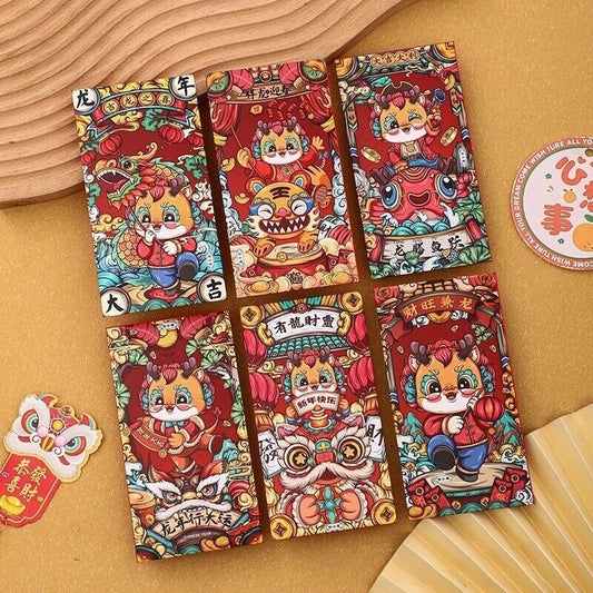 Pack of 6 pcs 2024 Chinese New Year Money Envelope Hong Bao Lai See Red Packets