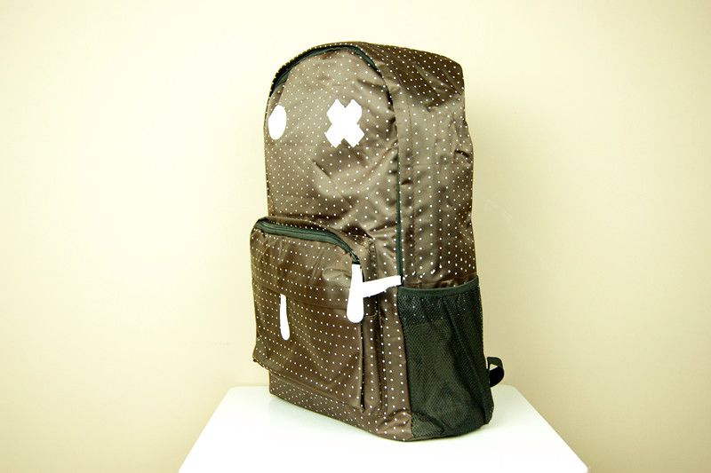 Tokyo Ozuko Style Brown Dots Funky Nylon School College Backpack Rucksack Bag