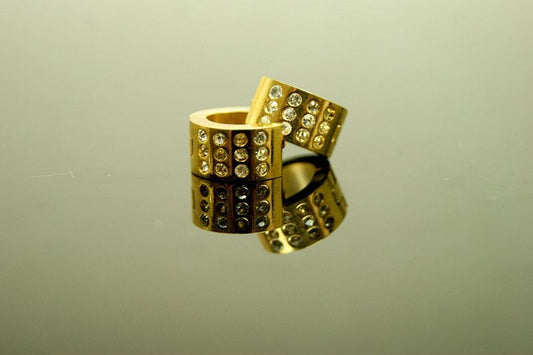 Mens Ladies Gold Surgical Steel Diamond Huggie Hoop Earrings