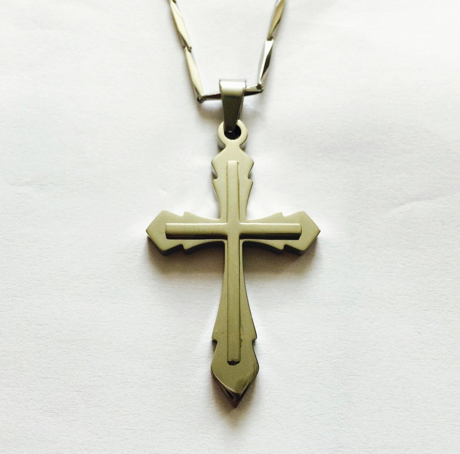 New Christian Stainless Steel Religions Cross Jesus Christ Necklace Chain onek10