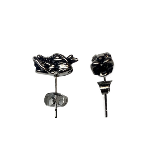 New Ladies Surgical Steel Silver Dragon Head Stud Earrings