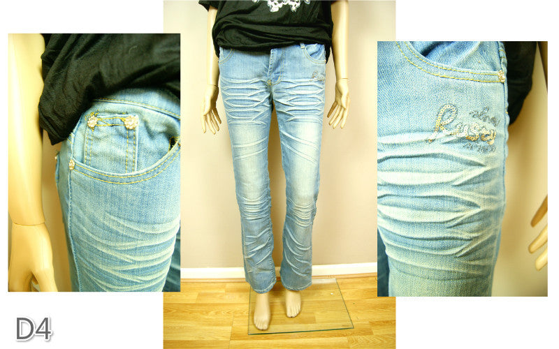 New Hot Fashion Gorgeous Ladies Womens Washed Denim Flared Kick Flare Jeans
