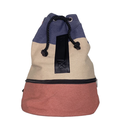 Chic Ladies Womens Girls Blue Red Beige Canvas Drawstring Backpack Rucksack Bag