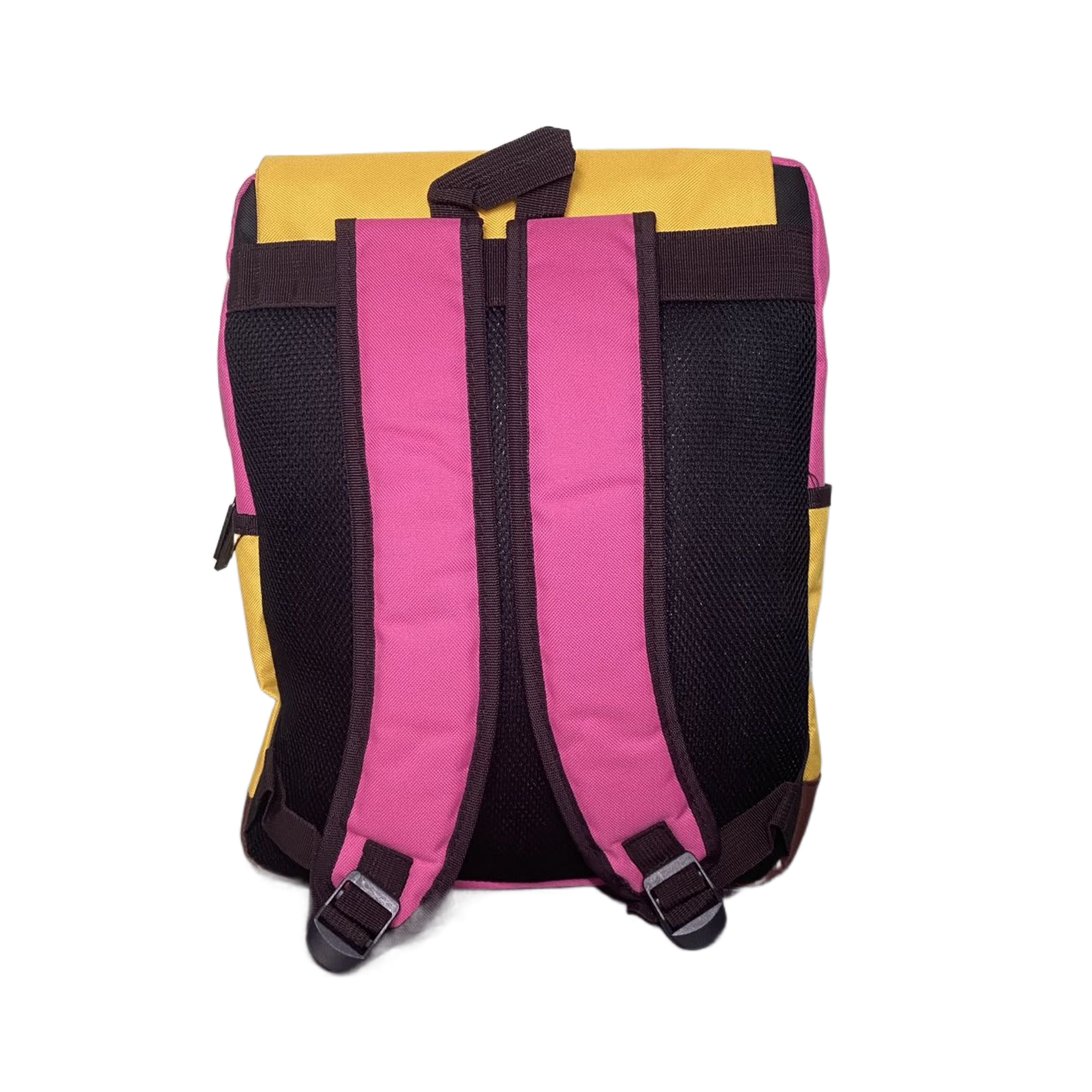 New Ladies Womens Yellow Purple Pink Leather Buckle Canvas Backpack Rucksack Bag