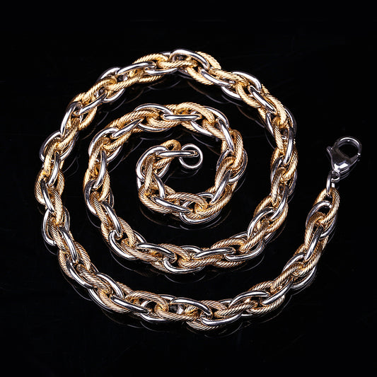 22.5" High Quality Mens Heavy Stainless Steel Silver & Gold Curb Chain Necklace