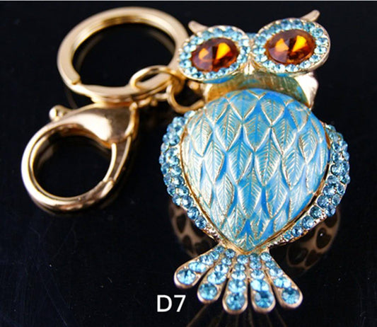 New Cute Adorable Ladies Womens Girls Diamontic Beautiful Owl Keyring Bag Charm