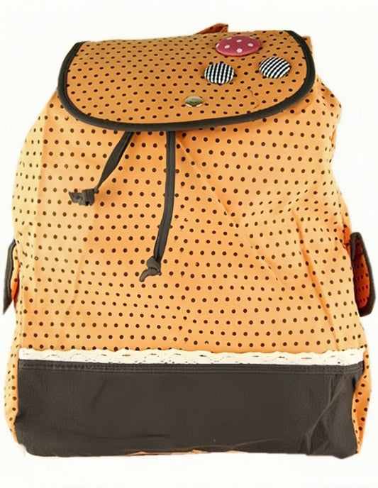 Multi-Purpose Ladies Womens Grey Canvas Heart Pattern Backpack Shoulder Bag