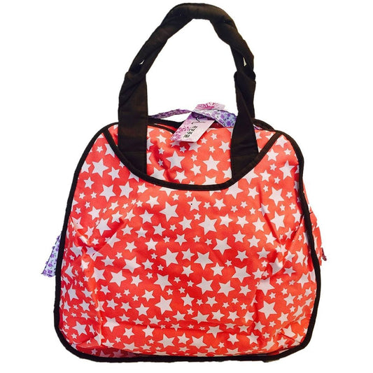 Multi-Purpose Ladies Womens Peach Canvas Stars Pattern Shoulder Handbag Bag