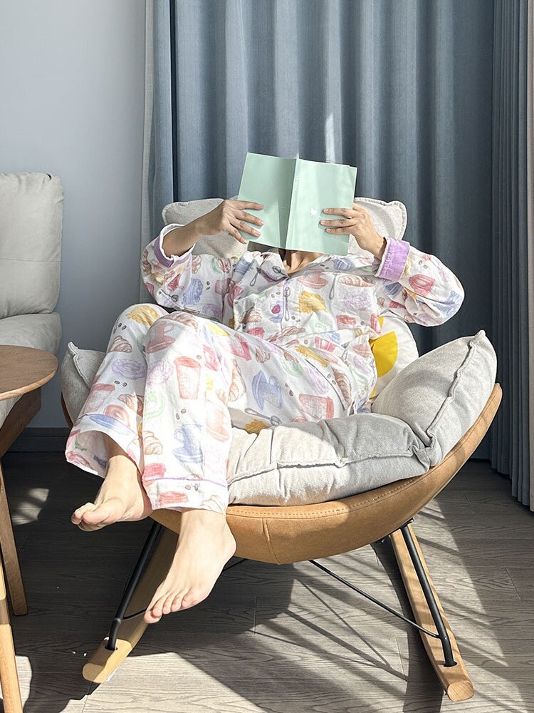 Luxury Ladies Brushed Cotton Pyjamas with Whimsical Pastel Dessert Pattern