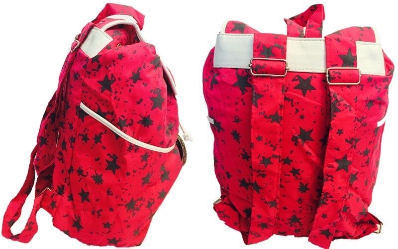 New Ladies Womens Girls Purple Pink Canvas Stars Pattern Backpack Rucksack Bag