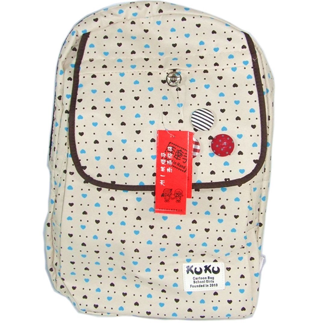 Cute New Classic Ladies Womens Girls Canvas KUKU Cool Dots Backpack Rucksack Bag