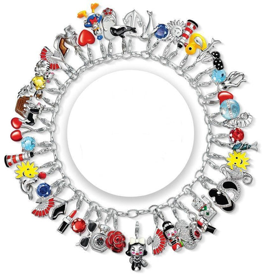 New Ladies Womens Sterling Silver Charms and Bracelet