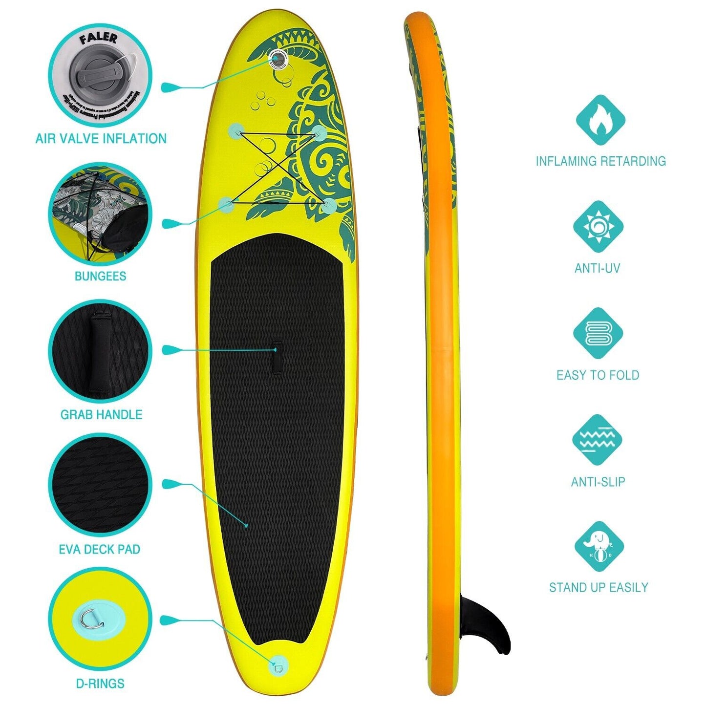 Ocean Breeze Inflatable Stand-Up Paddleboard (SUP) Complete Kit with Accessories