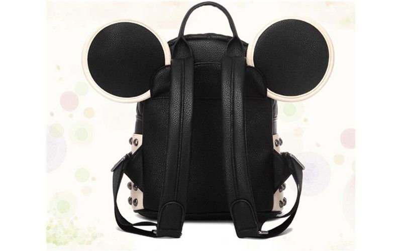 Ladies Panda-Shaped Leather Backpack Bag w/ Metal Studs & Adjustable Straps