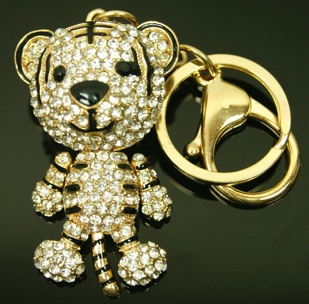 Super Cute Adorable Ladies Womens Girls Diamontic Baby Tiger Keyring Bag Charm