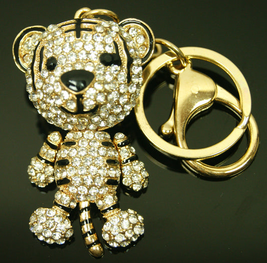 Super Cute Adorable Ladies Womens Girls Diamontic Baby Tiger Keyring Bag Charm