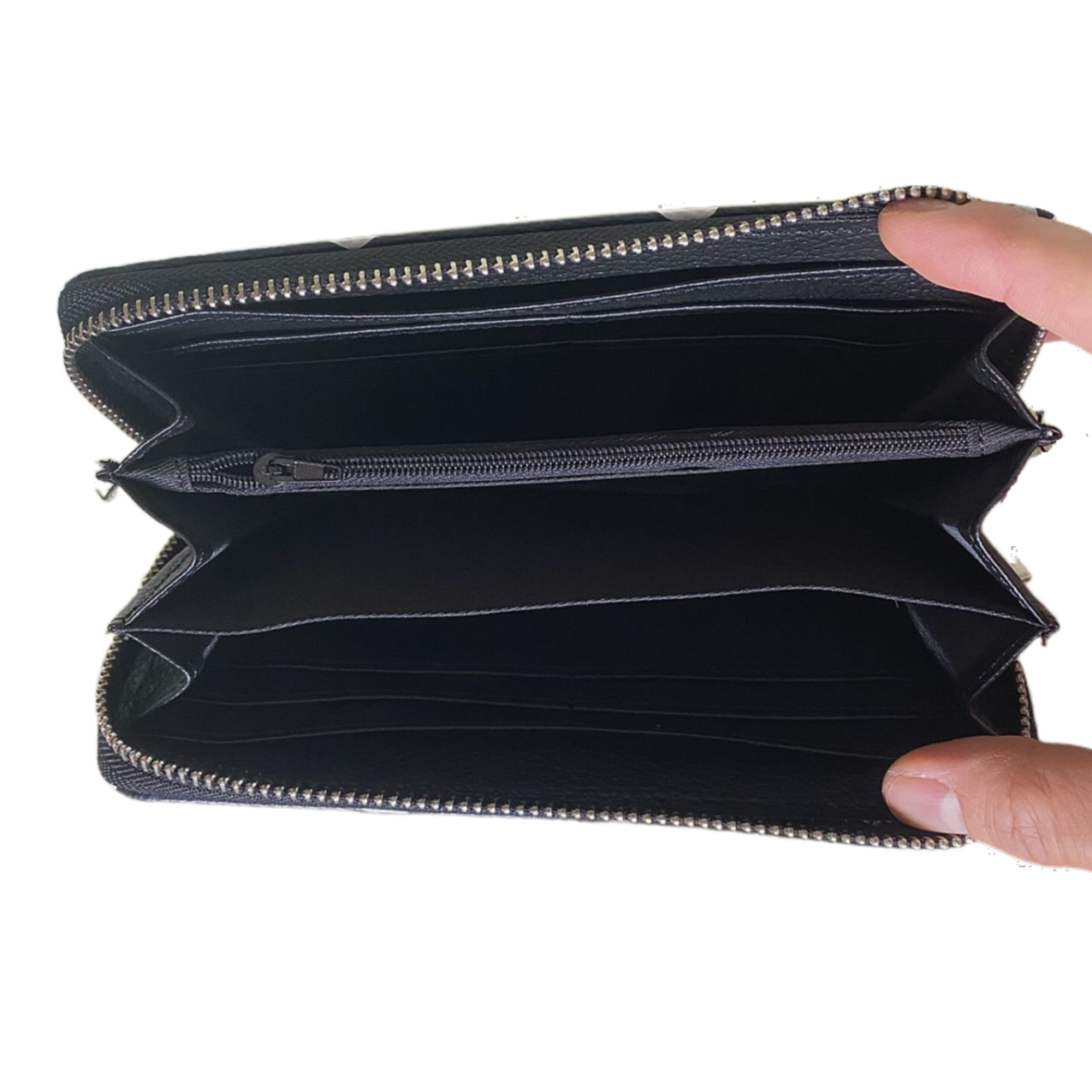 New Ladies Womens Black Faux Leather Anchor Prints Long Card Cash Coin Purse