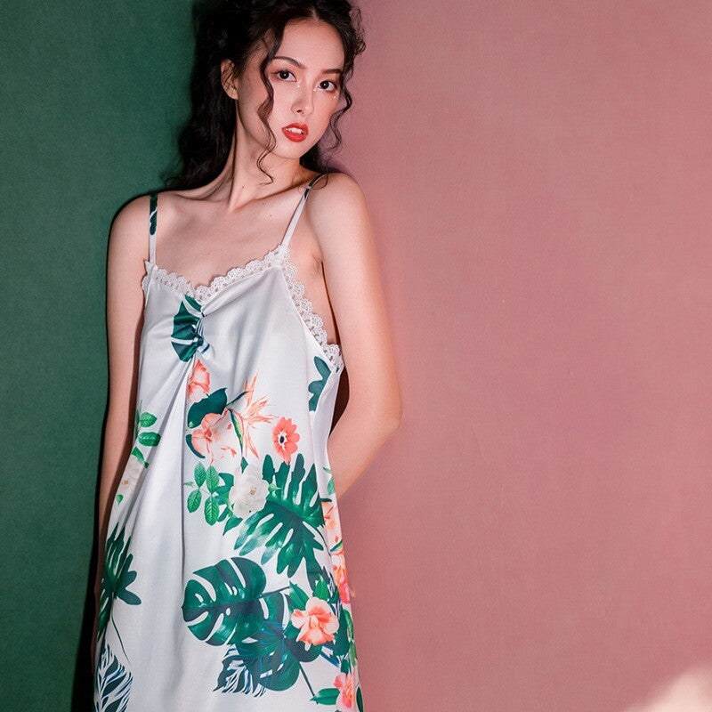 New Luxurious Ladies Womens Tropical Flower Nightdress and White Robe ladpj273