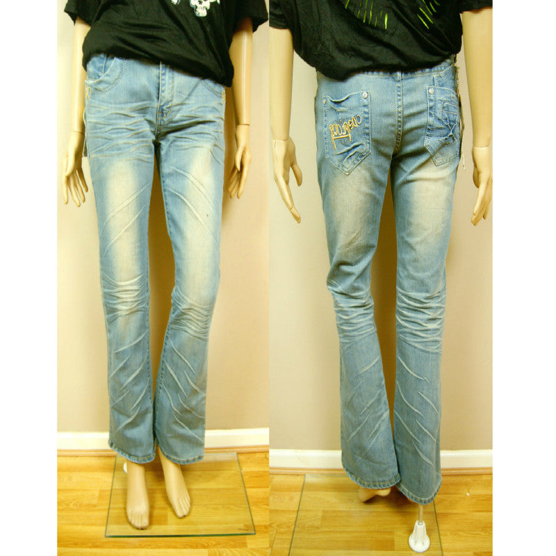 New Hot Fashion Gorgeous Ladies Womens Washed Denim Flared Kick Flare Jeans
