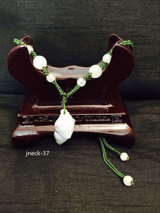 NEW Elegant Handmade Ladies Oriental Chinese Lucky Fish Jade Adjustable Necklace