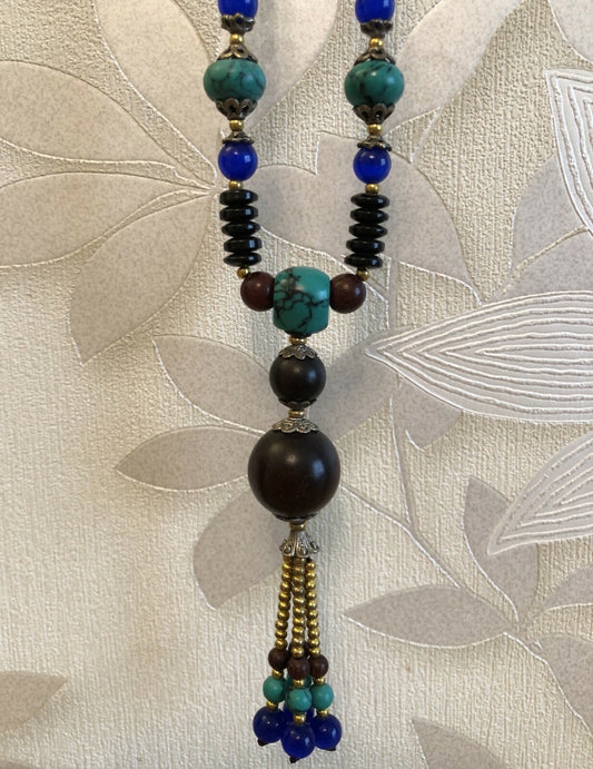 New Ladies 13" Handcrafted Tibetan Cultural Wooden Beads Buddhist Necklace 