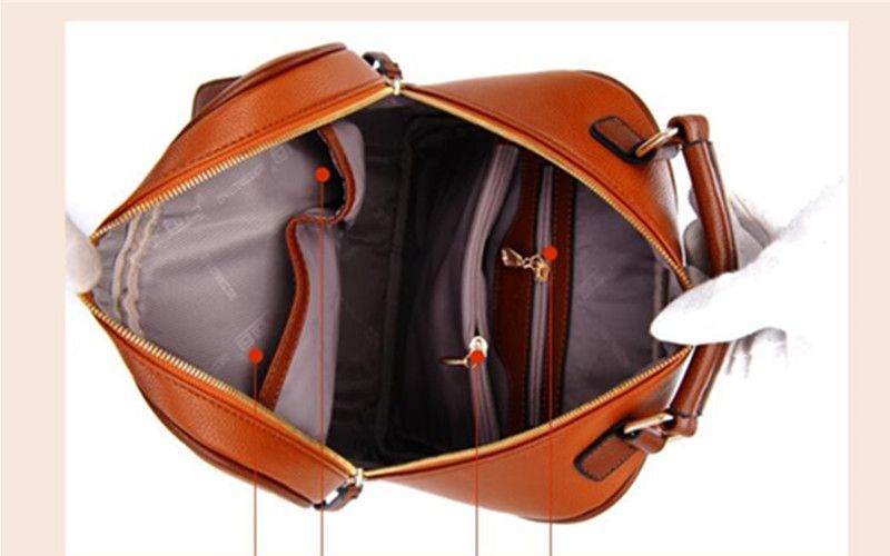 Ladies Beige Backpack Bag Horse-Shaped Gold Buckles Front Pocket Handle Strap