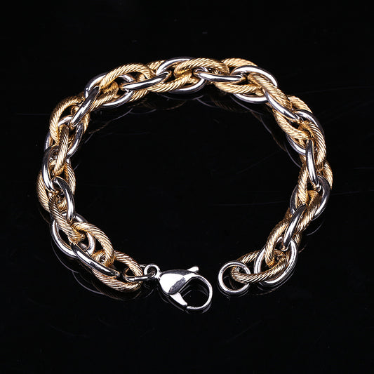 21cm High Quality Mens Heavy Stainless Steel Silver & Gold Curb Chain Bracelet