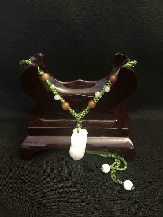 Elegant Handmade Ladies Oriental Chinese Lucky White Jade Adjustable Necklace