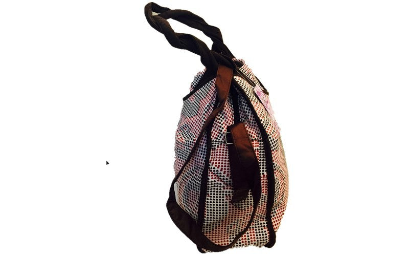 New Cotton Ladies Womens Canvas Heart Pattern Handbag With Shoulder Strap