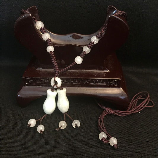 New Handmade Ladies Oriental Chinese White Jade Happiness Adjustable Necklace