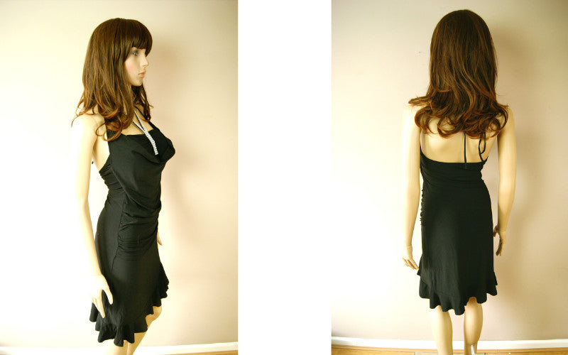 Club Queen Gorgeous Ladies Womens Black Diamond Studs Metallic Knee Length Dress