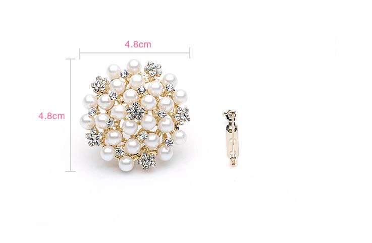 New Ladies Womens Large Silver Pearl Flower Diamante Brooch Pin